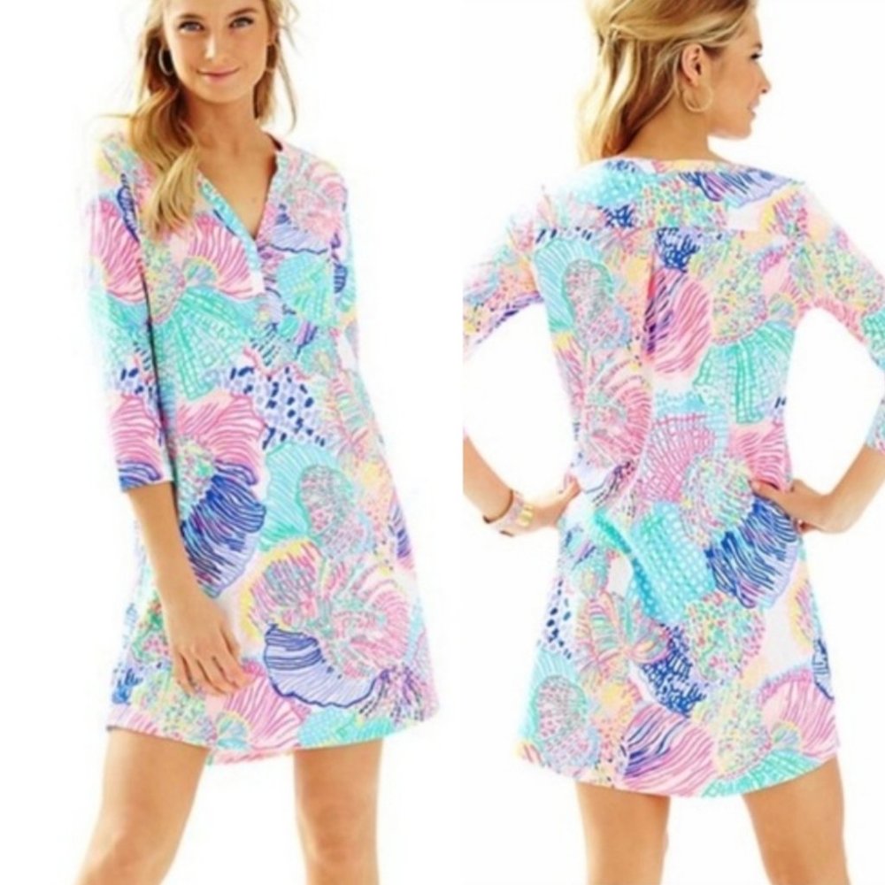 Lilly Pulitzer Roar of the Seas Ali V Neck 3/4 Sleeve Dress Size S